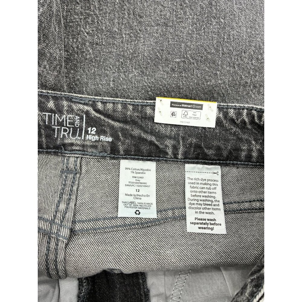 Time and Tru Womens Size 12 Gray Straight Crop Jeans Casual Stretch Denim - Picture 4 of 6